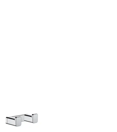 Doppelt montierter Handtuchhaken aus Chrom, minimalistisches Design, geeignet für die Wandbefestigung, von Hansgrohe.